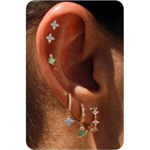 Gold huggie hoop stud earrings set for women sterling silver post hypoallergenic